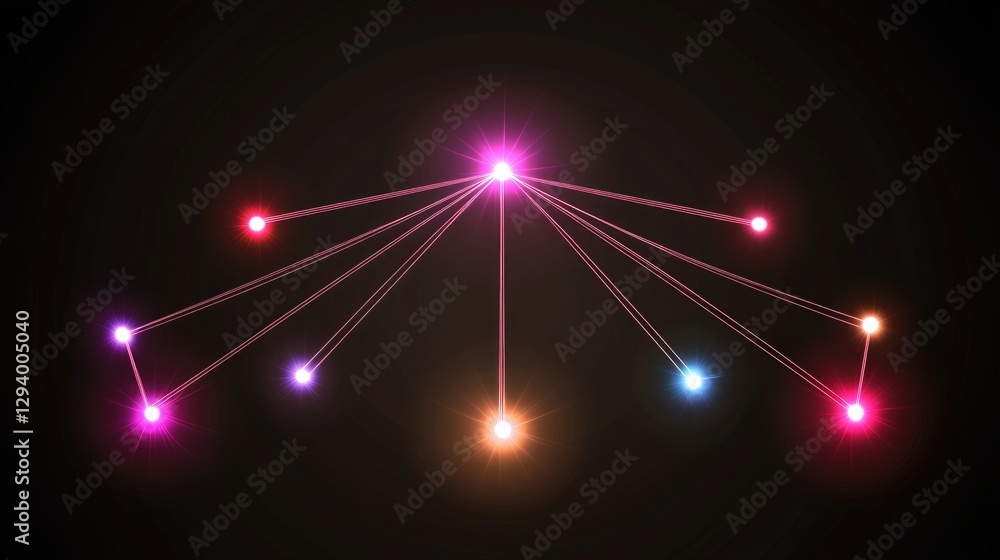 Poster digital network concept with glowing nodes and interconnected lines symbolizing global communication