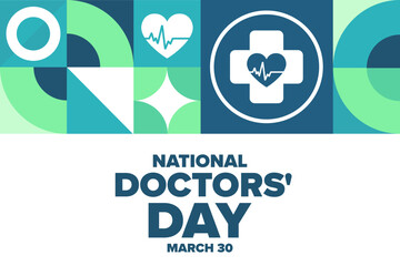 National Doctors' Day. March 30. Holiday concept. Template for background, banner, card, poster with text. Vector EPS10 illustration.