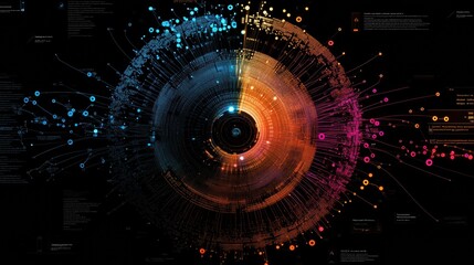 Obraz premium Colorful Circular Data Visualization with Dynamic Patterns and Colors