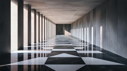 Modern Architectural Interior with Geometric Patterns and Light