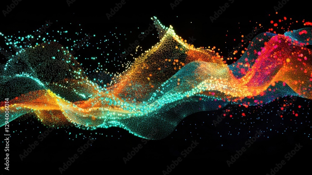 Aufkleber vibrant abstract colorful waves in motion with sparkling particles