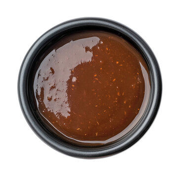 Dark Espagnole Sauce &ndash; Classic French Culinary Base in Black Ceramic Bowl