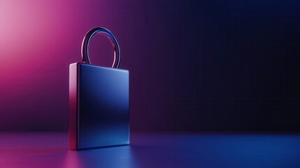 A sleek, metallic padlock stands against a colorful gradient background, symbolizing security and protection in a modern context.