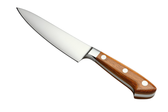 Expert Chef Cutting Herbs on a Wooden Board: Isolated on Transparent Background