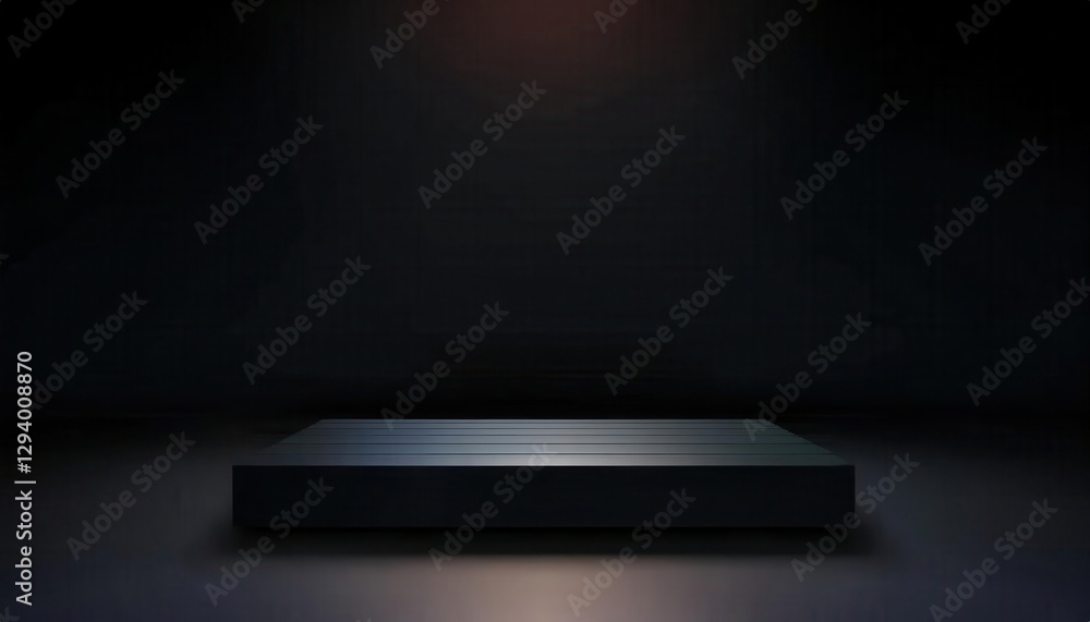 Leinwandbilder minimalist illuminated display platform for product presentation with dark background and subtle light accent