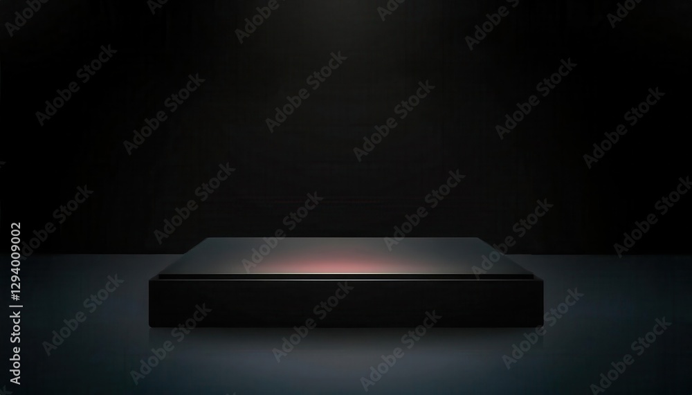 Leinwandbilder minimalist illuminated display platform for product presentation with dark background and subtle lig