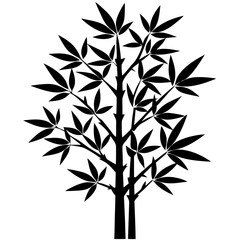 Bamboo Tree Silhouette Vector Icon High-Quality Design on White Background.