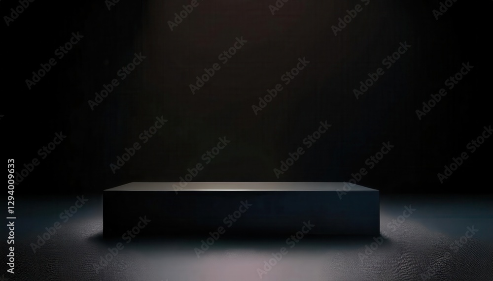 Fototapete minimalist illuminated display platform for product presentation with dark background and subtle lig