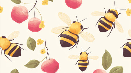 Honey bee healthy delicious natural seamless pattern background organic ingredient yellow sweet vector illustration.