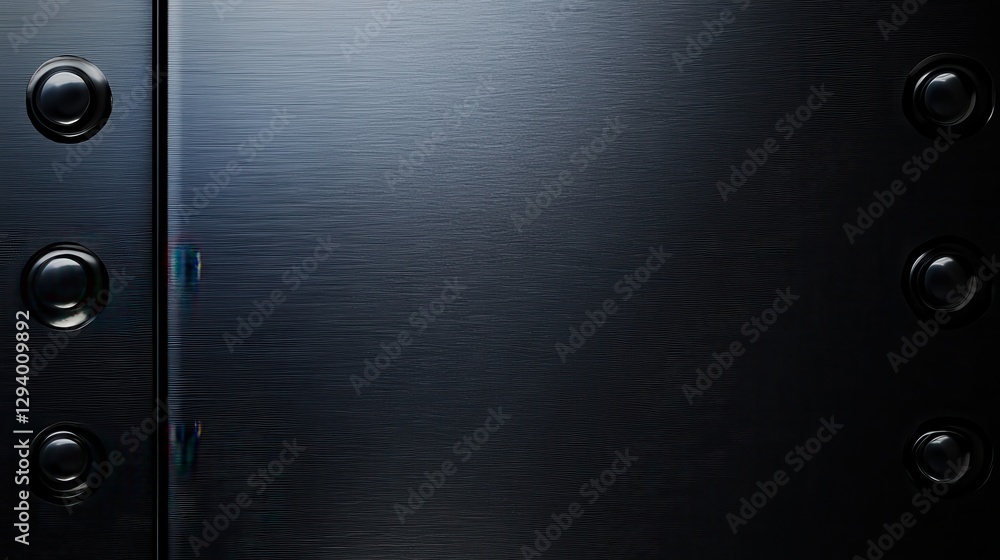 Poster textured black metallic surface with button-like features