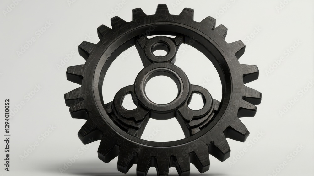 Aufkleber minimal black gear wheel icon isolated on white background featuring intricate cog design and techni