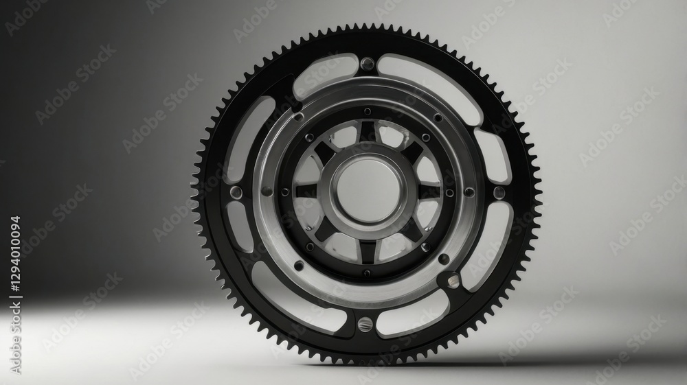 Aufkleber minimal flywheel icon in black and silver isolated on white background with intricate gear design te