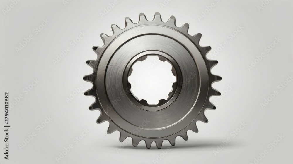 Poster minimalist silver sprocket icon isolated on white background mechanical engineering component for in