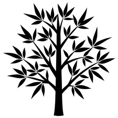Bamboo Tree Silhouette Vector Icon High-Quality Design on White Background.