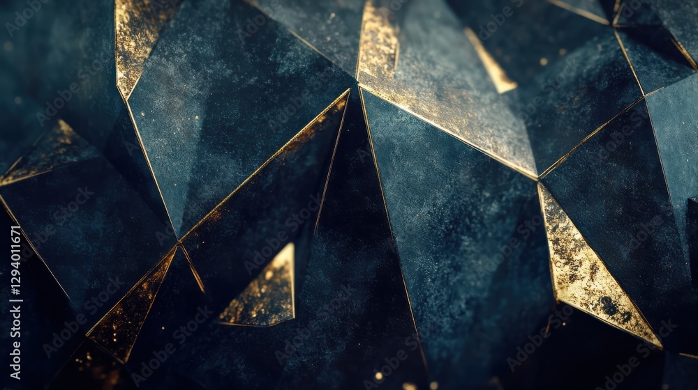Poster abstract geometric pattern with dark and gold textures and shapes