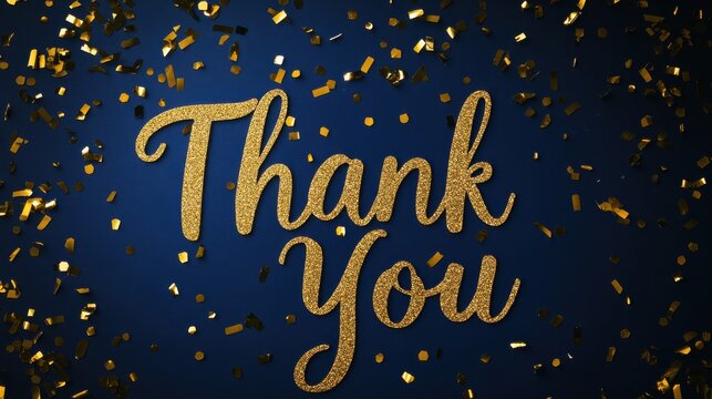 Elegant Thank You Greeting Card Design with Gold Confetti Background