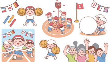 小学校の運動会イラストセット