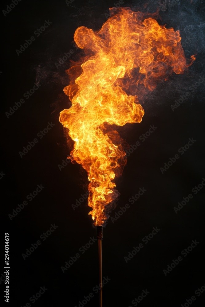 Poster dramatic fiery torch against dark background creating a captivating and intense visual experience
