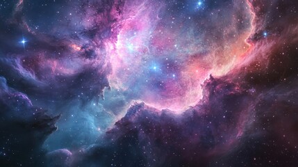 Fototapeta premium Colorful Nebula in Deep Space; Cosmic Landscape