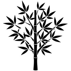 Bamboo Tree Silhouette Vector Icon High-Quality Design on White Background.