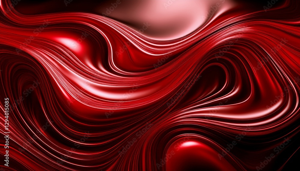 Poster modern illustration with red liquid background. abstract shiny wave design background. generated ima