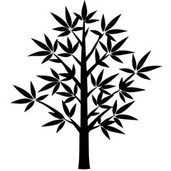 Bamboo Tree Silhouette Vector Icon High-Quality Design on White Background.