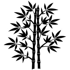 Naklejka premium Bamboo Tree Silhouette Vector Icon High-Quality Design on White Background.