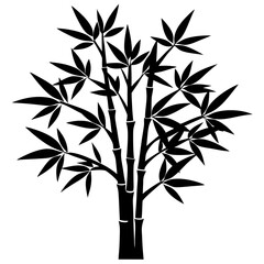 Bamboo Tree Silhouette Vector Icon High-Quality Design on White Background.