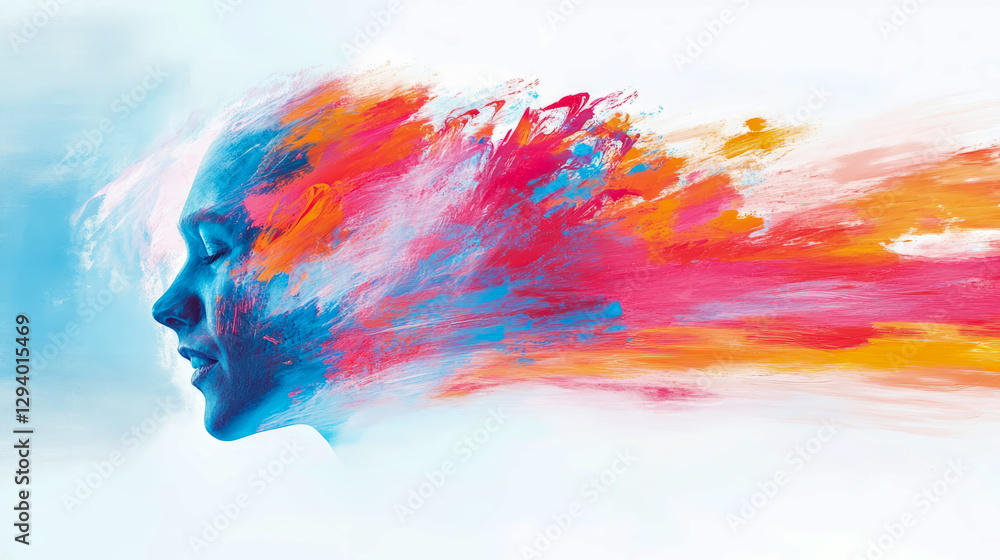 Poster mindscape: abstract profile exploring consciousness and creative expression