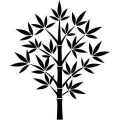Bamboo Tree Silhouette Vector Icon High-Quality Design on White Background.