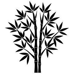 Bamboo Tree Silhouette Vector Icon High-Quality Design on White Background.