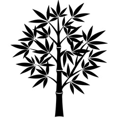 Bamboo Tree Silhouette Vector Icon High-Quality Design on White Background.