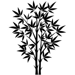 Bamboo Tree Silhouette Vector Icon High-Quality Design on White Background.