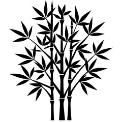 Bamboo Tree Silhouette Vector Icon High-Quality Design on White Background.