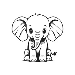 Cute Baby Elephant Sitting