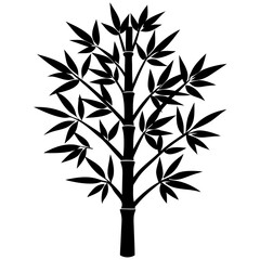 Bamboo Tree Silhouette Vector Icon High-Quality Design on White Background.