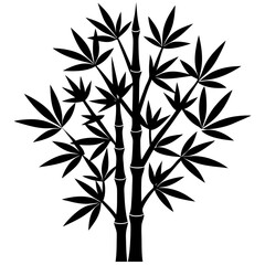 Bamboo Tree Silhouette Vector Icon High-Quality Design on White Background.