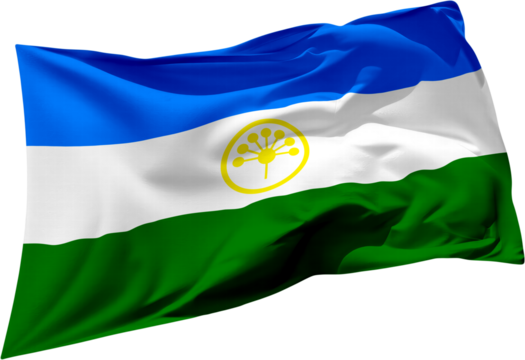 waving flag of Bashkortostan on transparent background