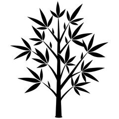 Bamboo Tree Silhouette Vector Icon High-Quality Design on White Background.