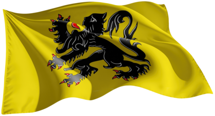 waving flag of flanders on transparent background