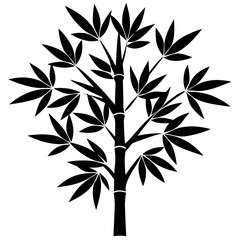 Bamboo Tree Silhouette Vector Icon High-Quality Design on White Background.