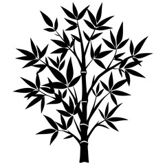 Bamboo Tree Silhouette Vector Icon High-Quality Design on White Background.