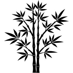 Bamboo Tree Silhouette Vector Icon High-Quality Design on White Background.