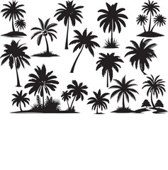 palm or coconut trees vector illustration set on white background. (eps). nature, relaxation, peace, luxury, elegance concept.