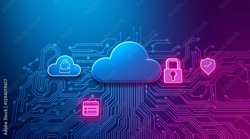 Aufkleber abstract cloud network security concept with seamless color blending