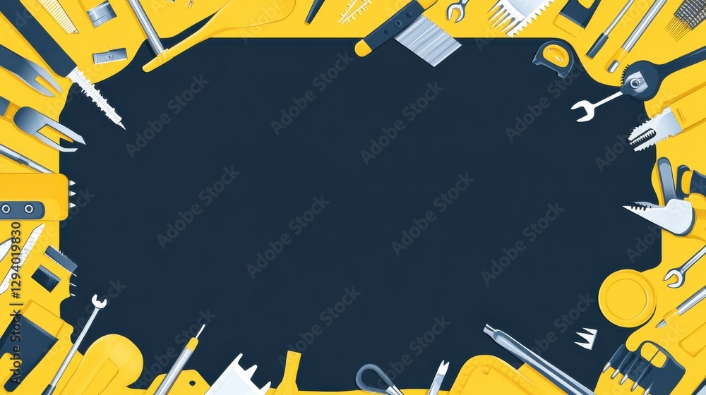 Poster yellow tool background with blank space for text or design