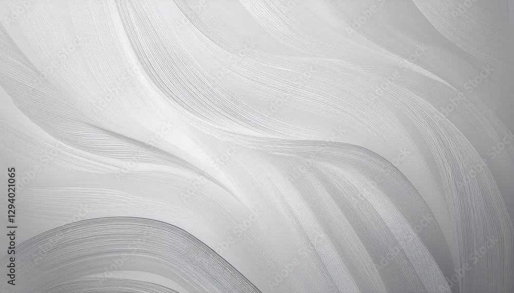 Poster abstract white wavy lines texture on smooth surface, elegant minimalistic design for modern interior