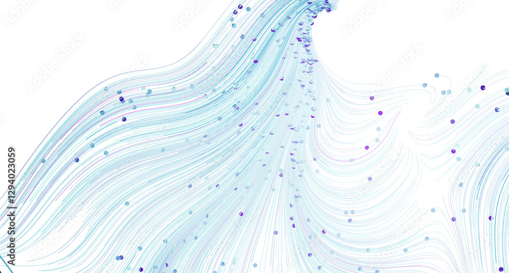 Poster stunning abstract background with flowing lines and data points. perfect for tech, ai, or futuristic