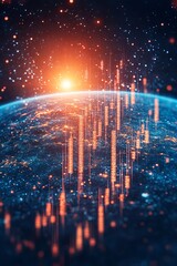 Fototapeta premium Global Financial Growth A Dynamic Display of Optimism and Stock Market Trends Over Earth