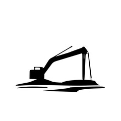 Silhouette of a excavator, black, abstract.
